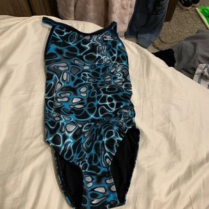 Bathing suit one piece black and blue